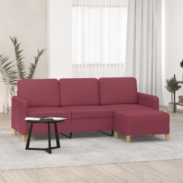 3-osobowa sofa z podnóżkiem winna czerwień 180 cm, tkaniną