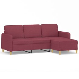 3-osobowa sofa z podnóżkiem winna czerwień 180 cm, tkaniną