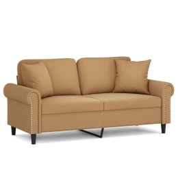 2-osobowa sofa z poduszkami, brązowa, 140 cm, aksamit