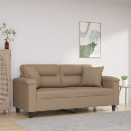 2-osobowa sofa z poduszkami, cappuccino, 140 cm, sztuczna skóra