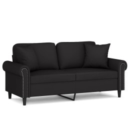 2-osobowa sofa z poduszkami, czarna, 140 cm, aksamit