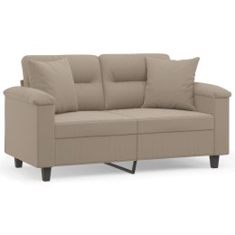 2-osobowa sofa z poduszkami, kolor taupe, 120 cm, mikrofibra