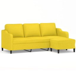 3-osobowa sofa z podnóżkiem, jasnożółty, 180 cm, tkaniną