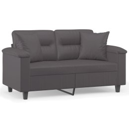 2-osobowa sofa z poduszkami, szara, 120 cm, sztuczna skóra