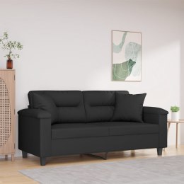 2-osobowa sofa z poduszkami, czarna, 140 cm, mikrofibra