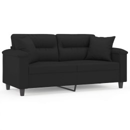 2-osobowa sofa z poduszkami, czarna, 140 cm, mikrofibra