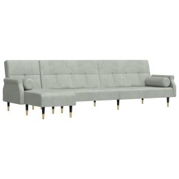 Sofa rozkładana L, jasnoszara, 271x140x70 cm, aksamit