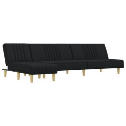 Sofa rozkładana w kształcie L, czarna, 255x140x70 cm, tkanina