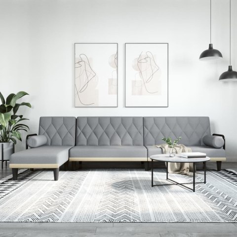 Sofa rozkładana L, jasnoszara, 260x140x70 cm, tkanina