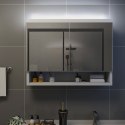 Szafka łazienkowa z lustrem i LED, biała, 80x15x60 cm, MDF