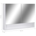 Szafka łazienkowa z lustrem i LED, biała, 80x15x60 cm, MDF