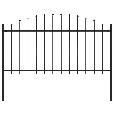 Panel ogrodzeniowy z grotami, stal, (1,25-1,5) x 1,7 m, czarny