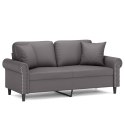 2-osobowa sofa z poduszkami, szara, 140 cm, sztuczna skóra