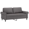 2-osobowa sofa z poduszkami, szara, 140 cm, sztuczna skóra