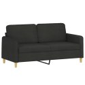 2-osobowa sofa z poduszkami, czarna, 140 cm, tkanina