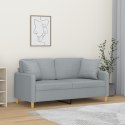 2-osobowa sofa z poduszkami, jasnoszara, 140 cm, tkanina