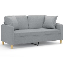 2-osobowa sofa z poduszkami, jasnoszara, 140 cm, tkanina