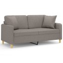 2-osobowa sofa z poduszkami, taupe, 140 cm, tkanina