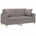 2-osobowa sofa z poduszkami, taupe, 140 cm, tkanina