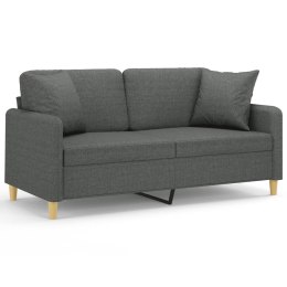 2-osobowa sofa z poduszkami, ciemnoszara, 140 cm, tkanina