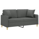 2-osobowa sofa z poduszkami, ciemnoszara, 140 cm, tkanina