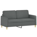 2-osobowa sofa z poduszkami, ciemnoszara, 140 cm, tkanina