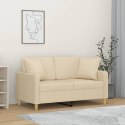 2-osobowa sofa z poduszkami, kremowa, 120 cm, tkanina