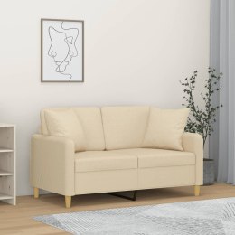 2-osobowa sofa z poduszkami, kremowa, 120 cm, tkanina