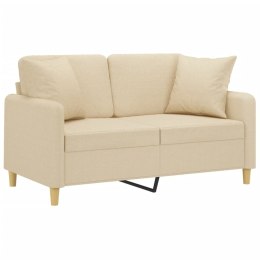 2-osobowa sofa z poduszkami, kremowa, 120 cm, tkanina