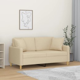 2-osobowa sofa z poduszkami, kremowa, 140 cm, tkanina