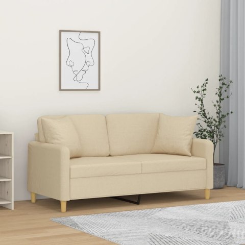 2-osobowa sofa z poduszkami, kremowa, 140 cm, tkanina