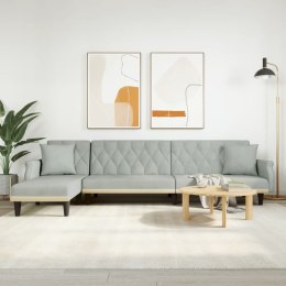 Sofa rozkładana L, jasnoszara, 271x140x70 cm, aksamit