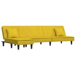 Sofa rozkładana L, żółta, 255x140x70 cm, aksamit