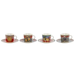 Zestaw filiżanek i talerzyków Home ESPRIT Żółty Czerwony Porcelana 12,5 x 12,5 x 1,5 cm (4 Sztuk)