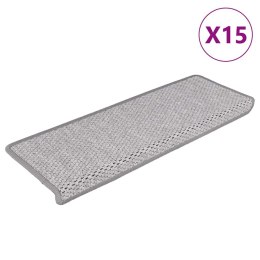 VidaXL Samoprzylepne nakładki na schody 15 szt., 65x21x4 cm, platynowe