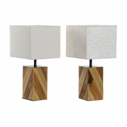 Lampa stołowa DKD Home Decor 25,5 x 25,05 x 52 cm Jodła Naturalny Beżowy Metal Krem 220 V 60 W 25 x 25 x 21 cm (2 Sztuk)