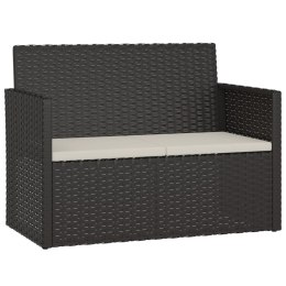 VidaXL Ławka ogrodowa z poduszkami, czarna, 105 cm, polirattan