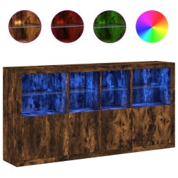 Szafka z oświetleniem LED, przydymiony dąb, 202x37x100 cm