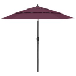 3-poziomowy parasol na aluminiowym słupku, bordowy, 2,5 m