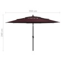 3-poziomowy parasol na aluminiowym słupku, bordowy, 3,5 m