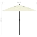 3-poziomowy parasol na aluminiowym słupku, piaskowy, 2,5 m