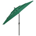 3-poziomowy parasol na aluminiowym słupku, zielony, 3,5 m