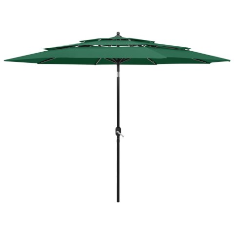 3-poziomowy parasol na aluminiowym słupku, zielony, 3 m