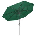 3-poziomowy parasol na aluminiowym słupku, zielony, 3 m