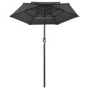 3-poziomowy parasol na aluminiowym słupku, antracytowy, 2 m