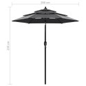 3-poziomowy parasol na aluminiowym słupku, antracytowy, 2 m