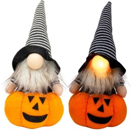 FIGURKA DEKORACYJNA NA DYNI 25CM LED HALLOWEEN POMARAŃCZOWA