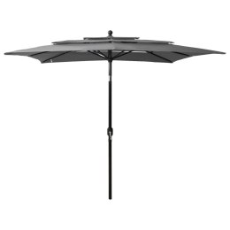 3-poziomowy parasol na aluminiowym słupku, antracyt, 2,5x2,5 m