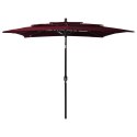 3-poziomowy parasol na aluminiowym słupku, bordowy, 2,5x2,5 m