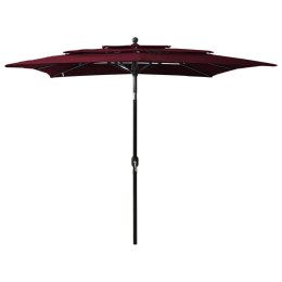 3-poziomowy parasol na aluminiowym słupku, bordowy, 2,5x2,5 m